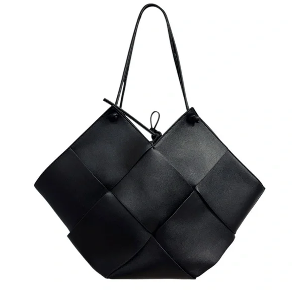 Bob Ore Black Contexture Leather Tote With Removable Suede Compartment Bag - Picture 4 of 15